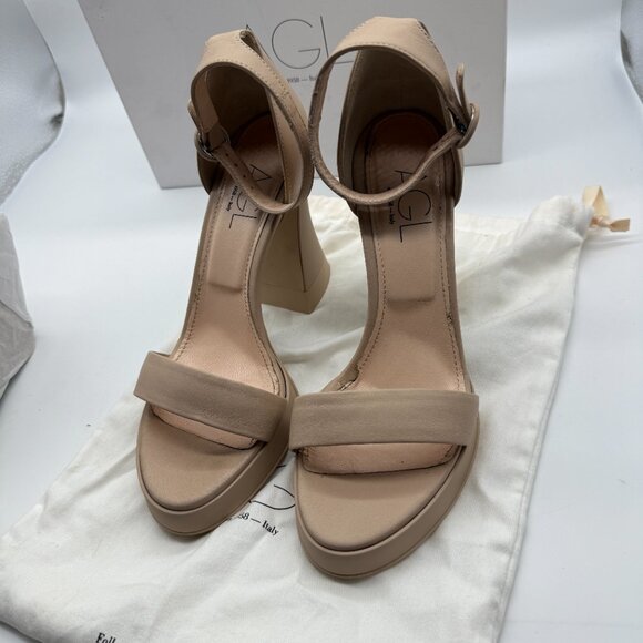 AGL Janis Ankle Strap Platform Sandal in Ghibli Cream - Picture 10 of 12